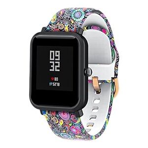 NWT Colorful Ferris Wheel Paisley Black Print Silicone Band For Apple Watch 45MM